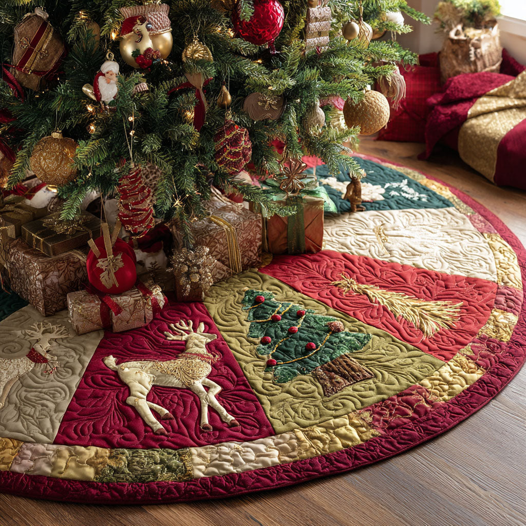 Festive Cheerland Christmas Quilted Tree Skirt Holiday Decor Indoor Christmas Gift Ideas