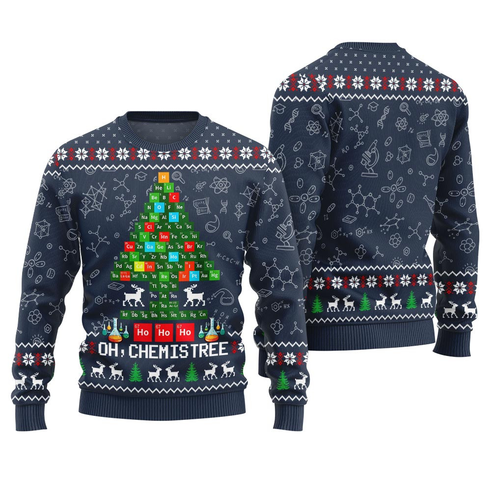 Festive Chemistree Funny Christmas Sweaters Navy Best Gift Idea for Christmas Enthusiasts