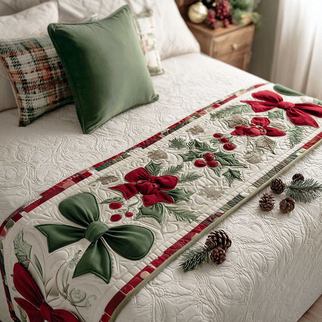 Festive Chimes Quilted Bed Runner Holiday Bed Runner Secret Santa Gifts