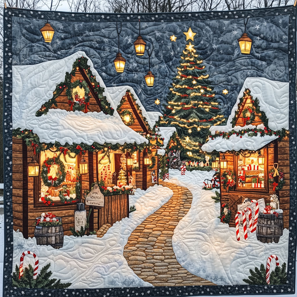 Festive Christmas Market Quilt Soft and Cozy Quilt Blanket for Comfortable Sleep