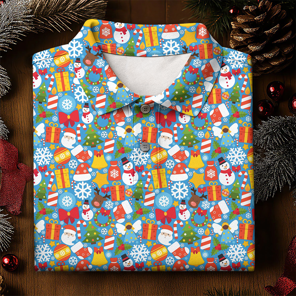Festive Christmas Polo Shirt Sport Themed Golf Shirt Christmas Gifts For Golfers