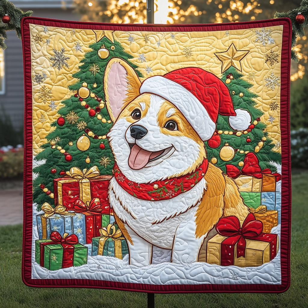 Festive Corgi Joy Quilted Blanket Dog And Owner Gift Ideas
