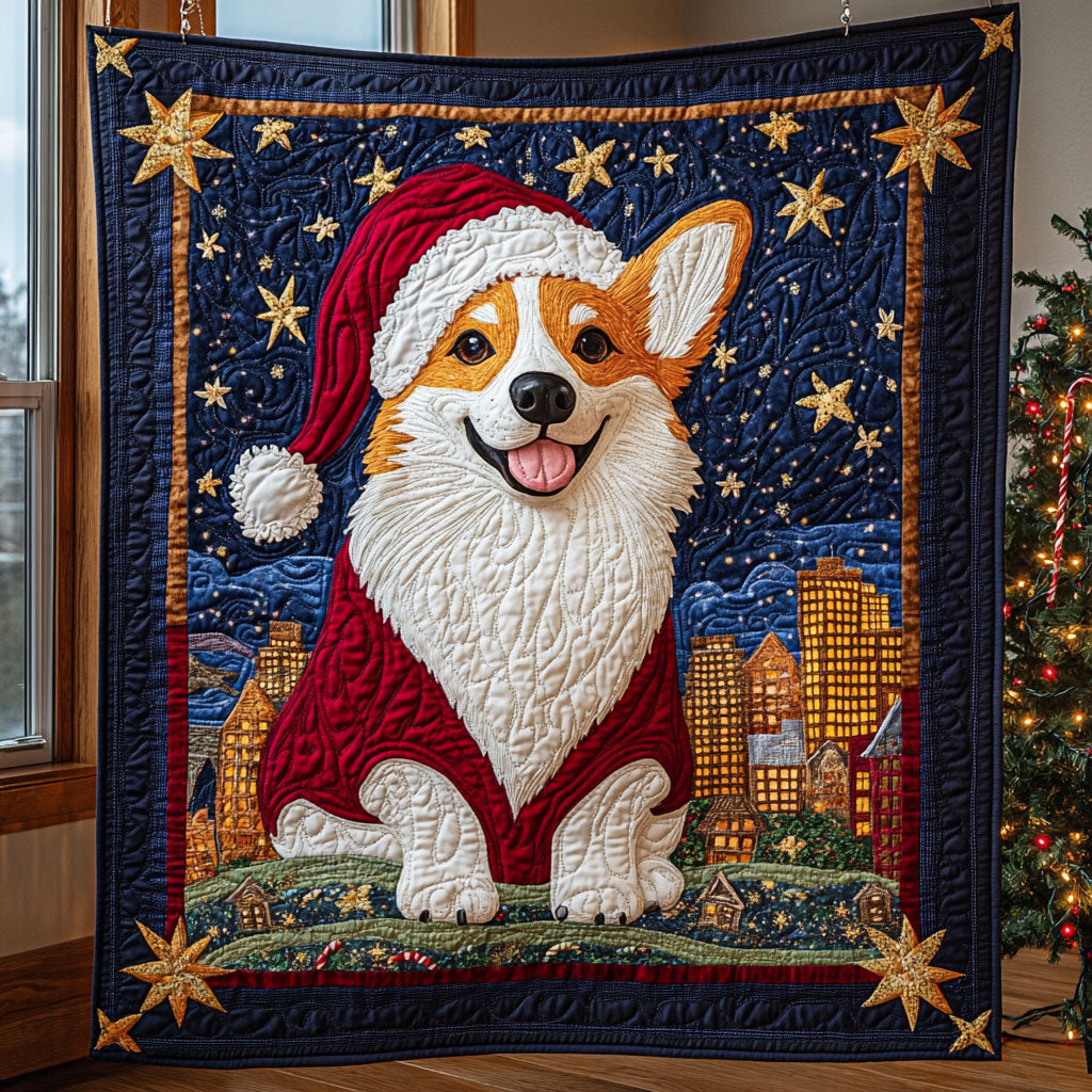 Festive Corgi Quilt Beautiful Quilt Blanket Gift for Cozy Living