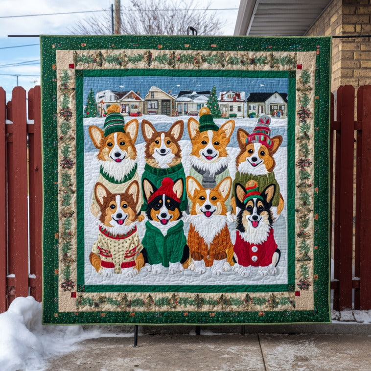 Festive Corgi Quilted Blanket Christmas Blanket Things To Get For Christmas