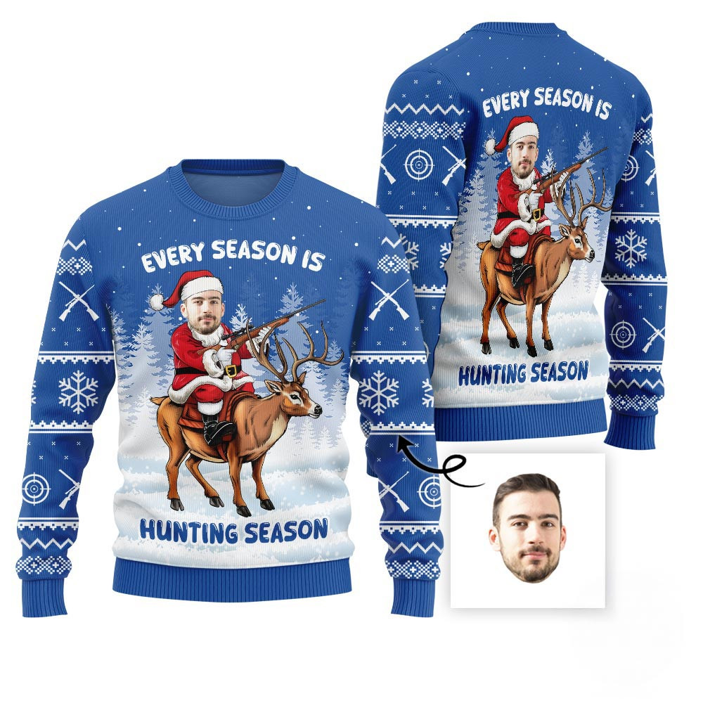 Festive Custom Hunting Ugly Christmas Sweater For Men