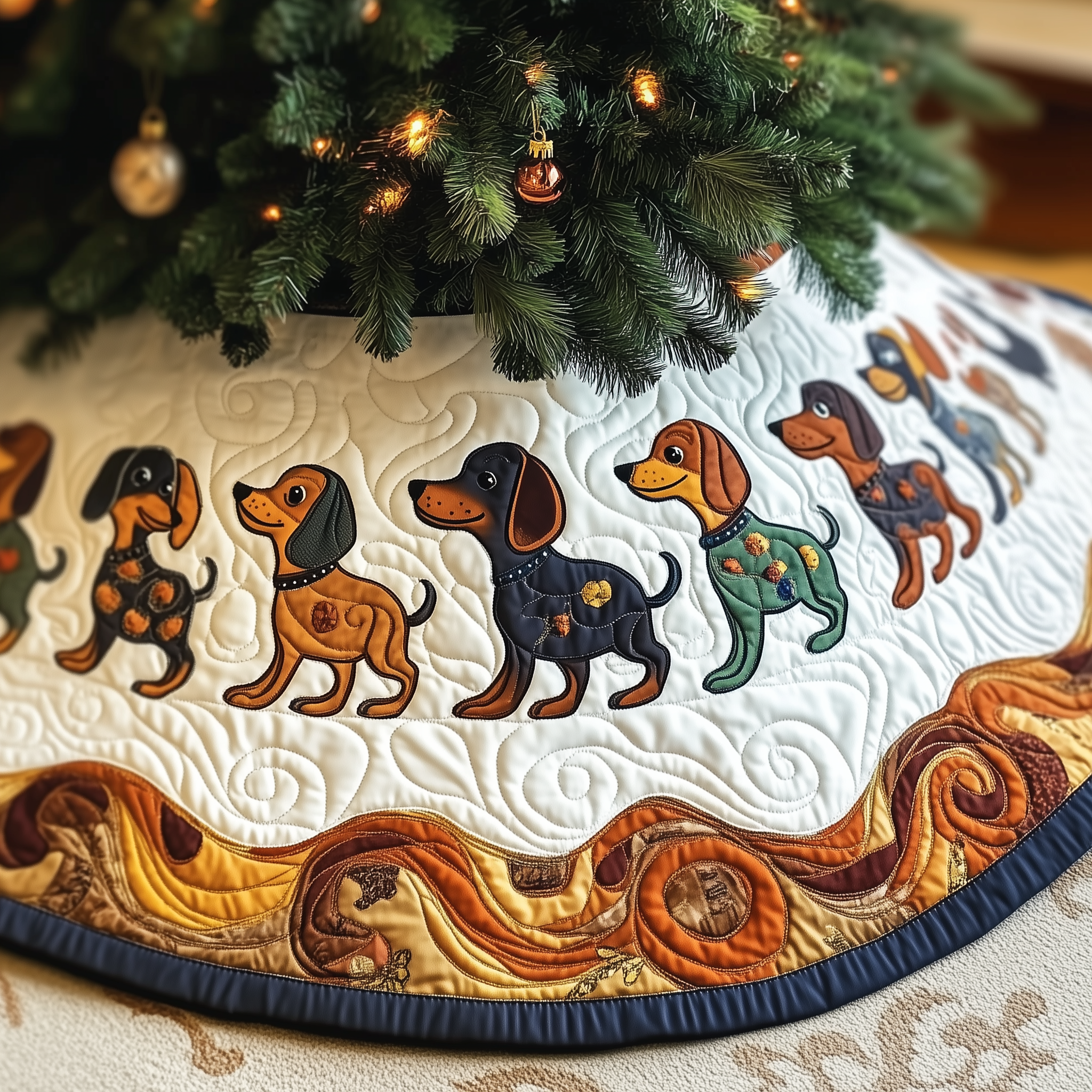 Festive Dachshund Quilted Tree Skirt Festive Tree Skirt Gift Choice