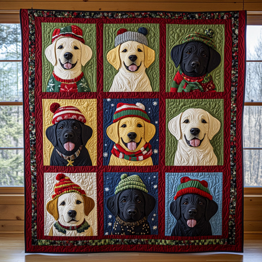 Festive Dog Friends Quilt Blanket Winter Blanket Christmas Gifts For Labrador Lovers