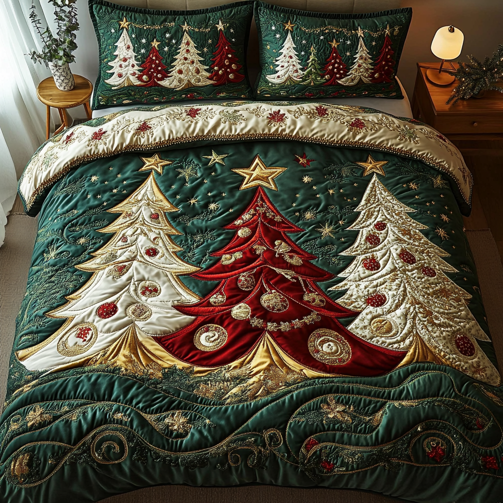 Festive Dream Quilted Bedding Set Xmas Duvet Cover Set Best Christmas Gifts For Women