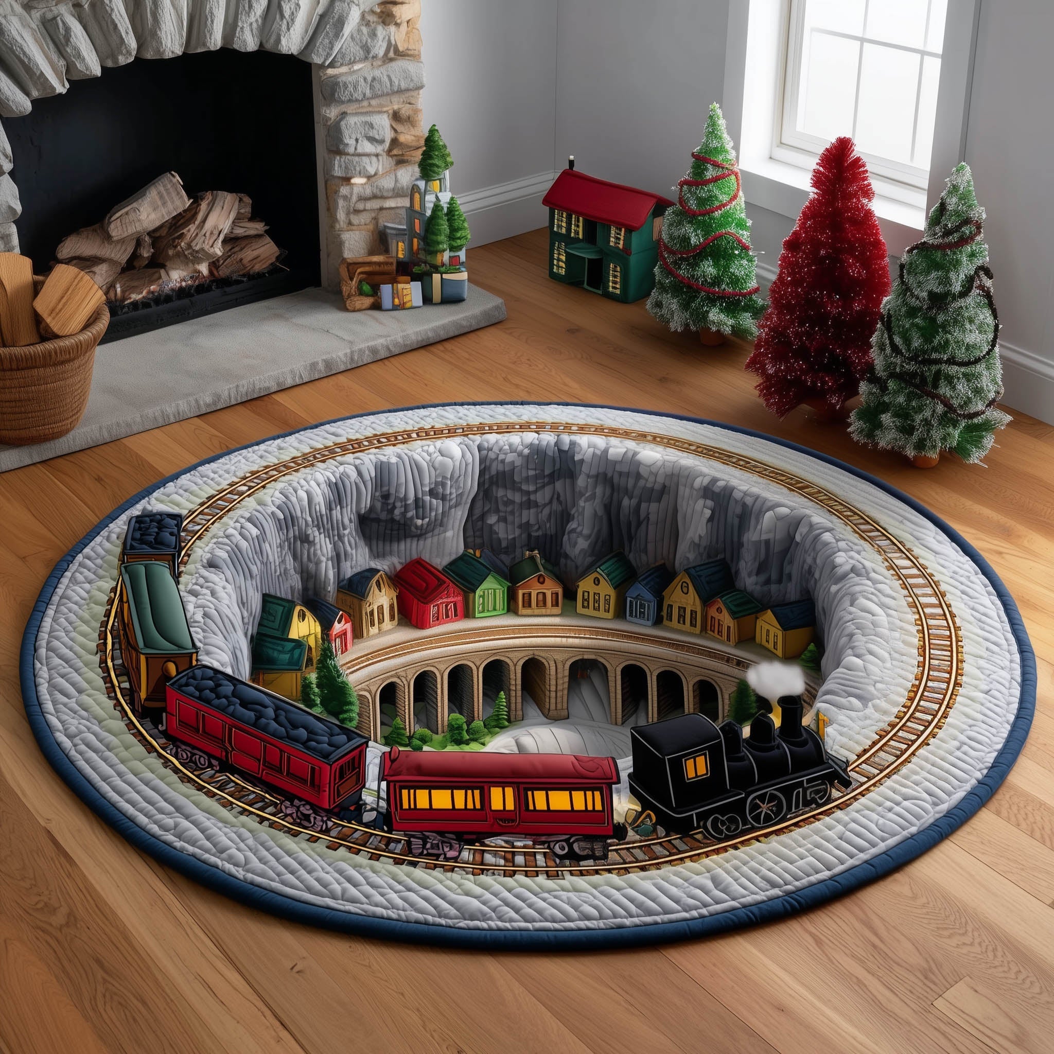 Festive Express Quilted Round Mat Luxury Quilted Round Mat for Stylish Homes