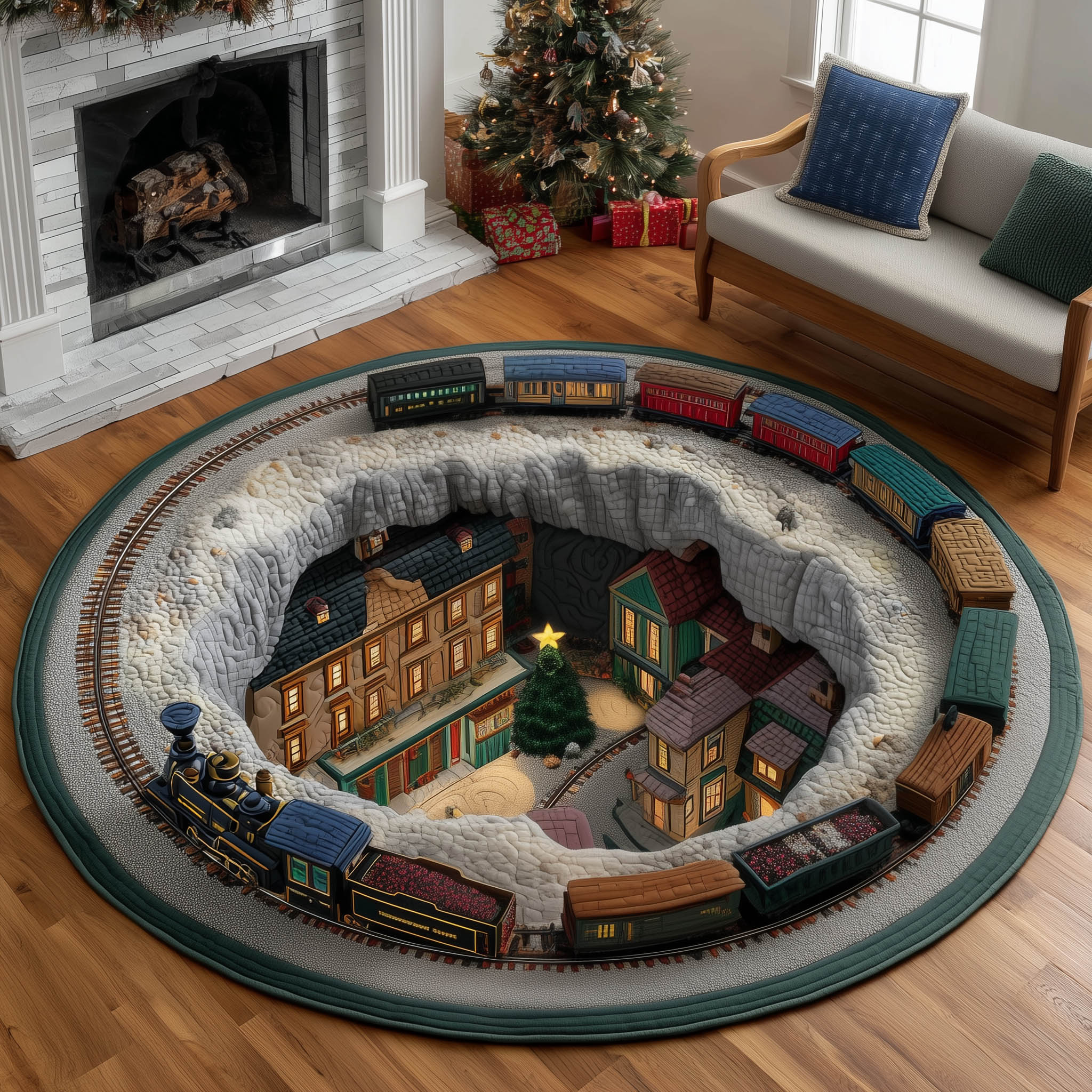 Festive Express Quilted Round Mat Soft Cotton Quilted Round Mat for Daily Comfort