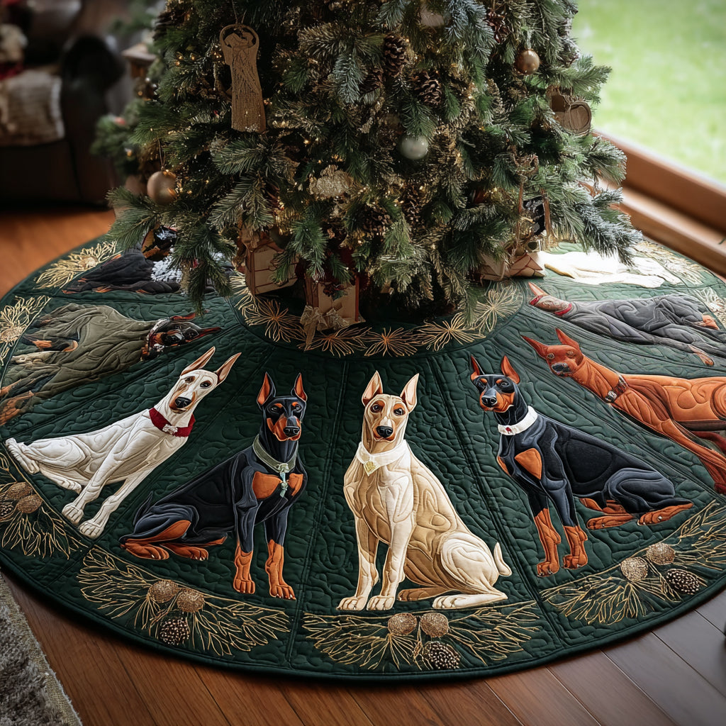 Festive Faithful Friend Christmas Quilted Tree Skirt Holiday Decor Best Dog Lovers Gifts For Him Her