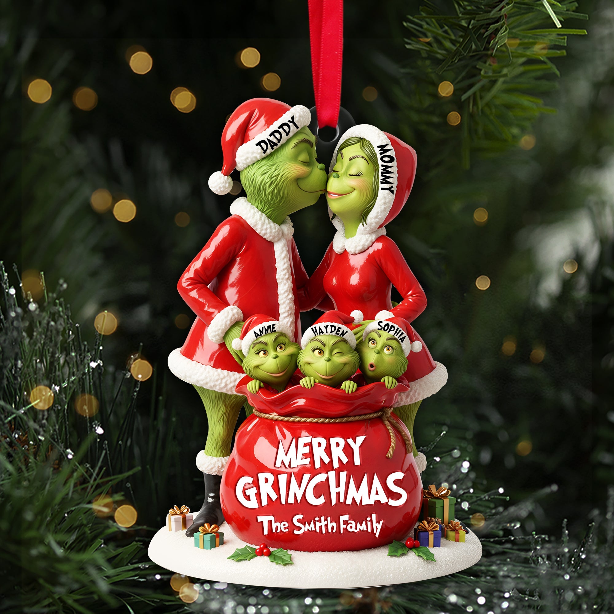 Festive Family Love Ornament - Personalized Christmas Gift For Family - Fun Holiday Ornament Gift