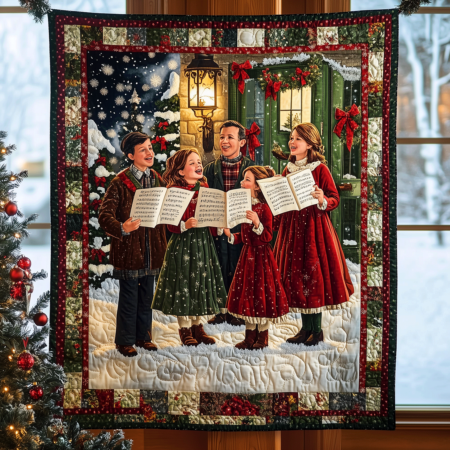 Festive Family Singalong Quilted Blanket Cute Christmas Blankets