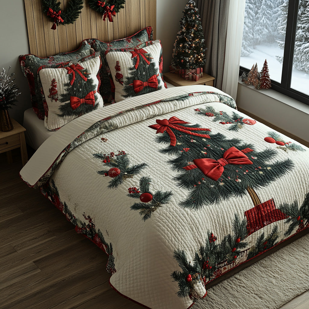 Festive Fir Quilted Bedding Set Holiday Season Duvet Cover Set Family Ideas For Christmas Gifts