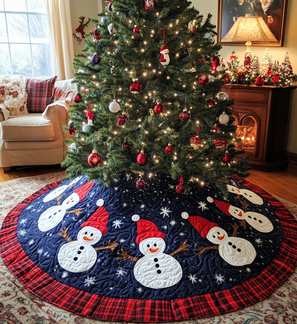 Festive Firs Quilted Christmas Tree Skirt Xmas Tree Decor Snowman Lover Christmas Gifts