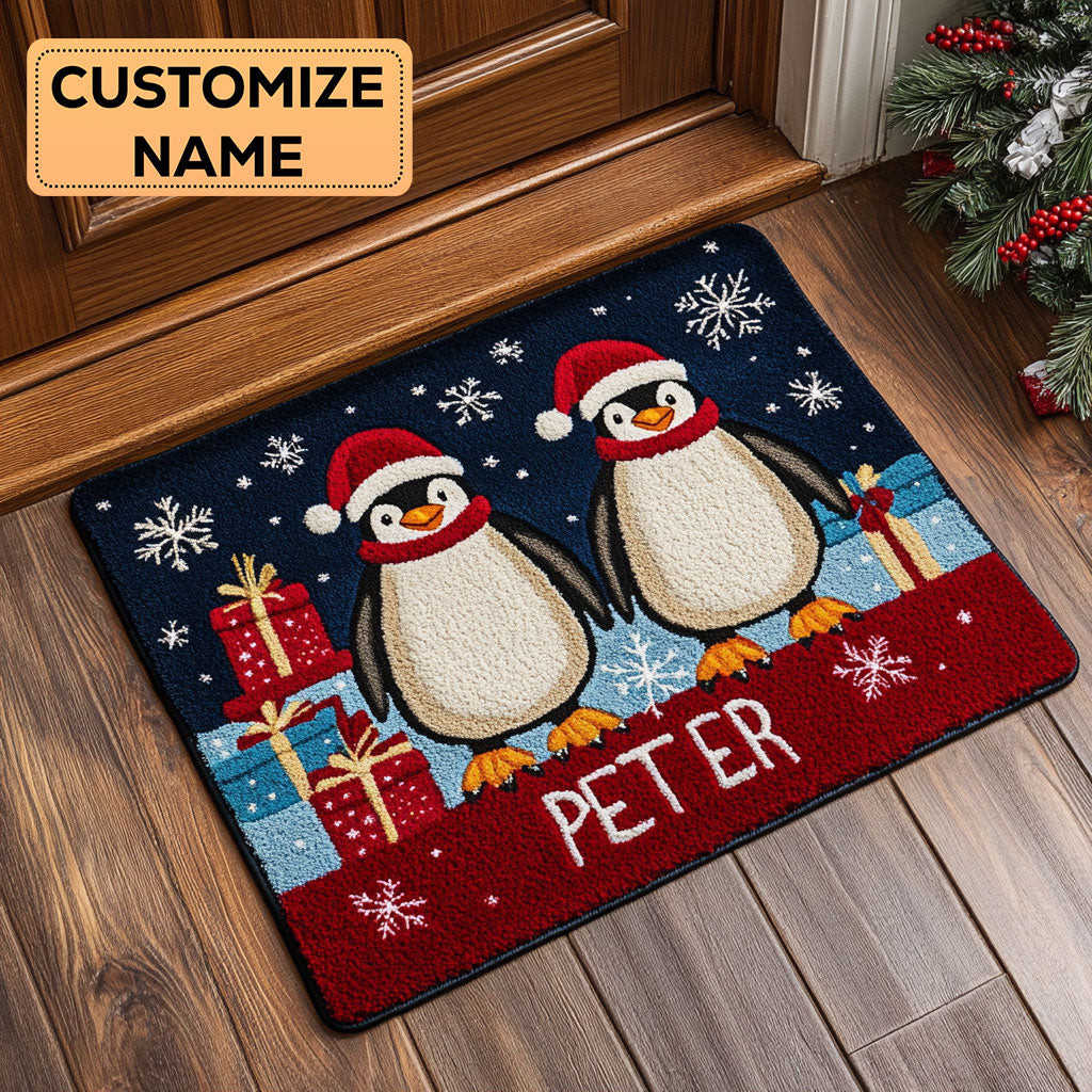 Festive Flippers Custom Personalized Doormat Best Gift For Friends and Family on Christmas Day
