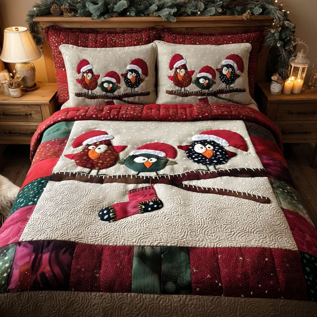 Festive Flock Quilted Bedding Set Xmas Duvet Cover Set Ideas For Christmas Family Gifts