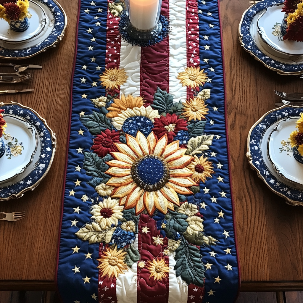 Festive Floral Quilted Table Runner Dining Room Table Decor Sunflower Items For Gifts