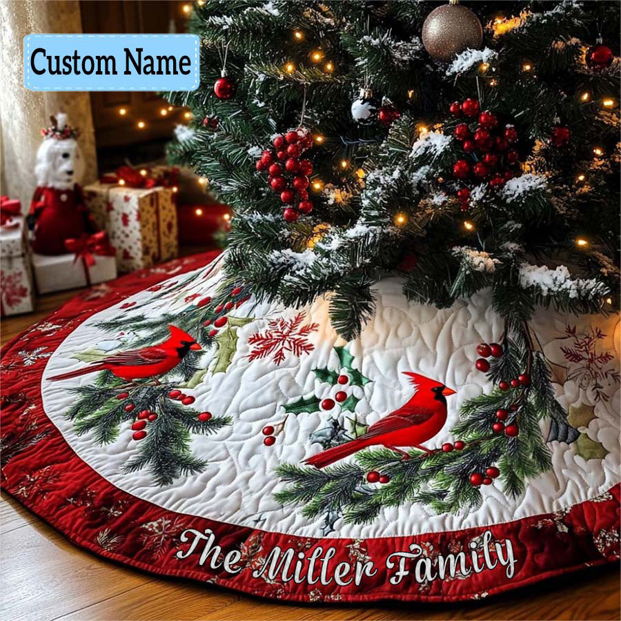 Festive Foliage Personalized Custom Quilted Christmas Tree Skirt Meaningful Christmas Gift to Warm the Heart