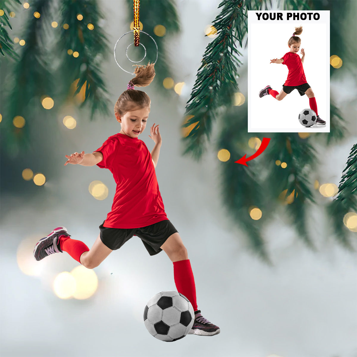 Festive Footwork Personalized Photo Mica Ornament Gift For Soccer Lovers Family Member