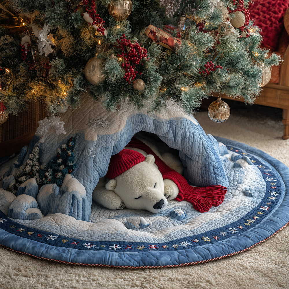 Festive Forest Bear Christmas Quilted Tree Skirt Holiday Decorations Christmas Bear Gifts