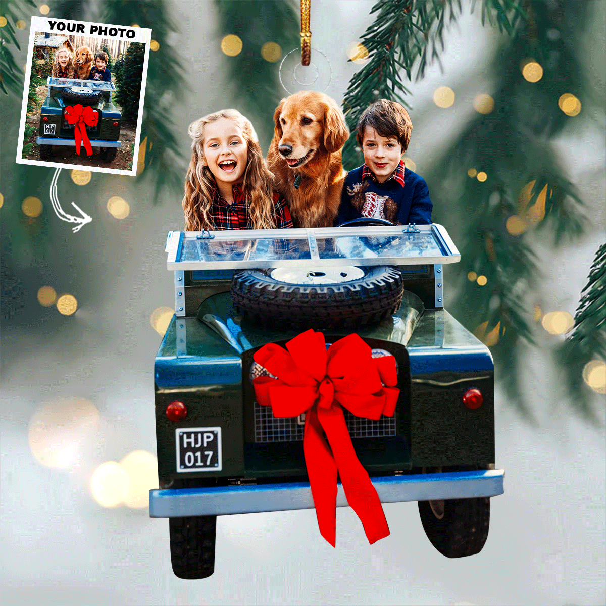 Festive Forest Fun Personalized Photo Mica Ornament Christmas Gift For Family Members