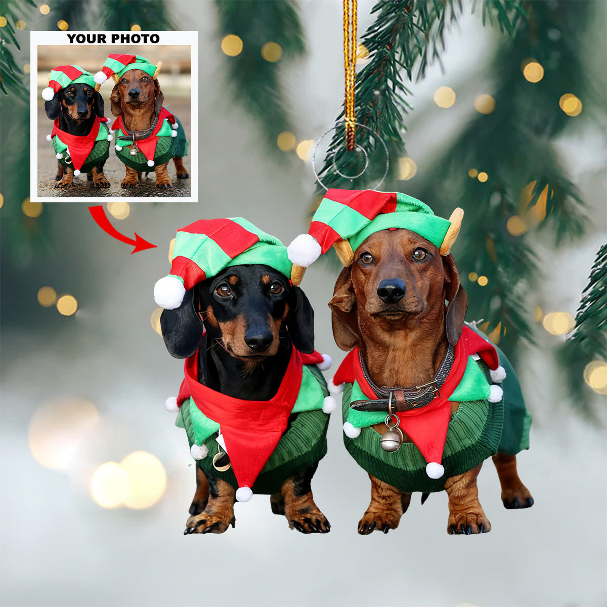 Festive Friend Personalized Photo Mica Ornament Christmas Gift For Pet Lovers Dog Love