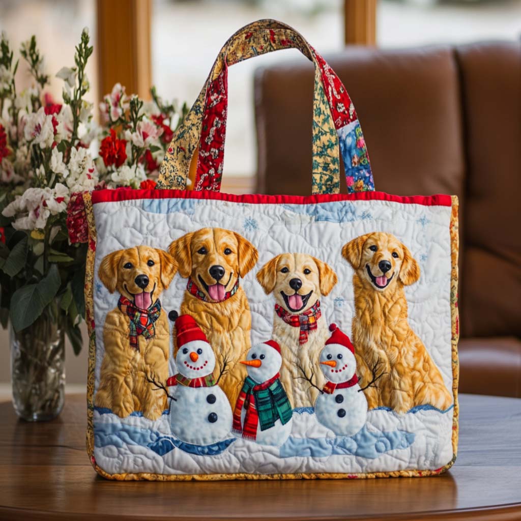 Festive Friend Quilted Tote Bag Funny Gift For Dog Owner