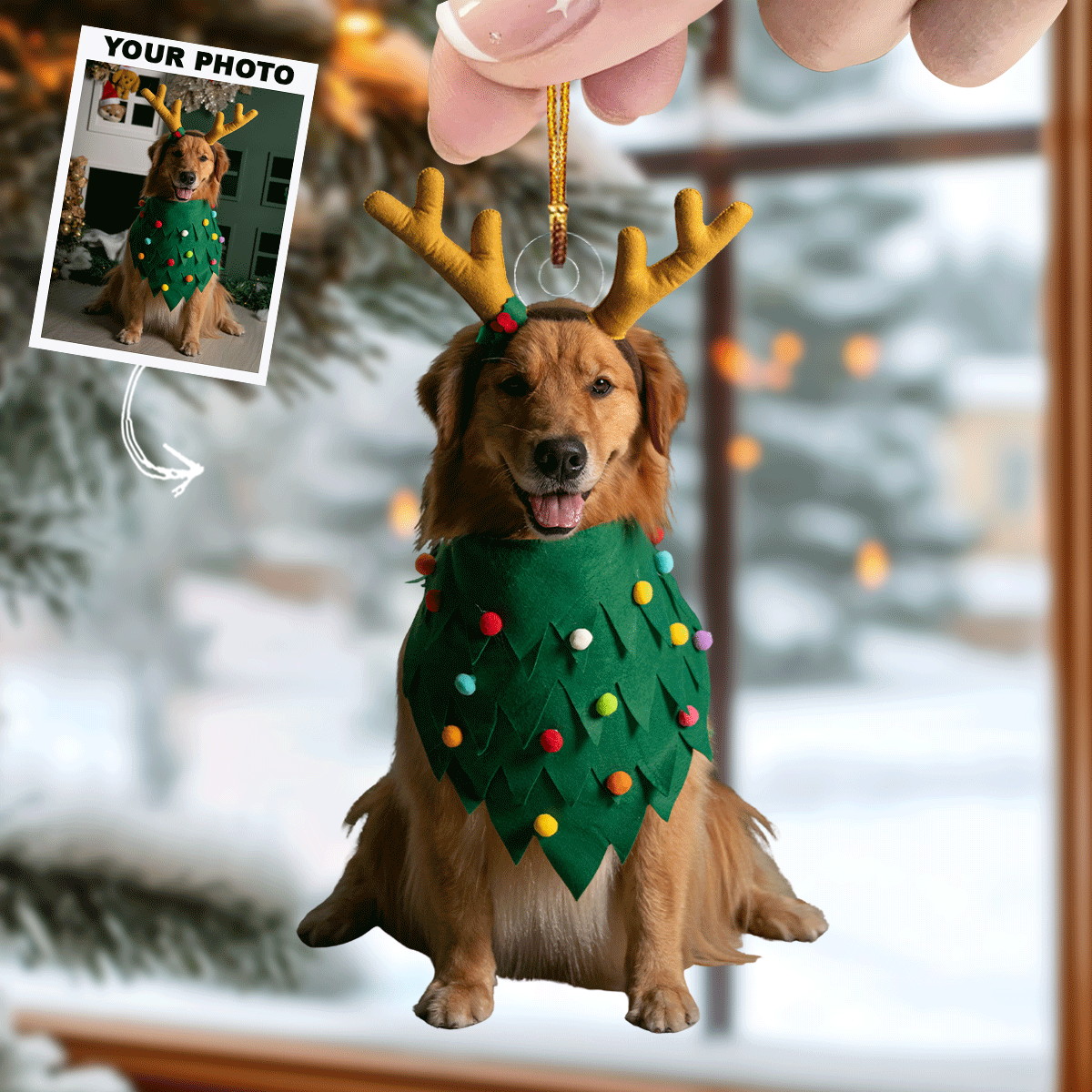 Festive Friends Personalized Photo Mica Ornament Christmas Gift For Pet Owner Pet Love