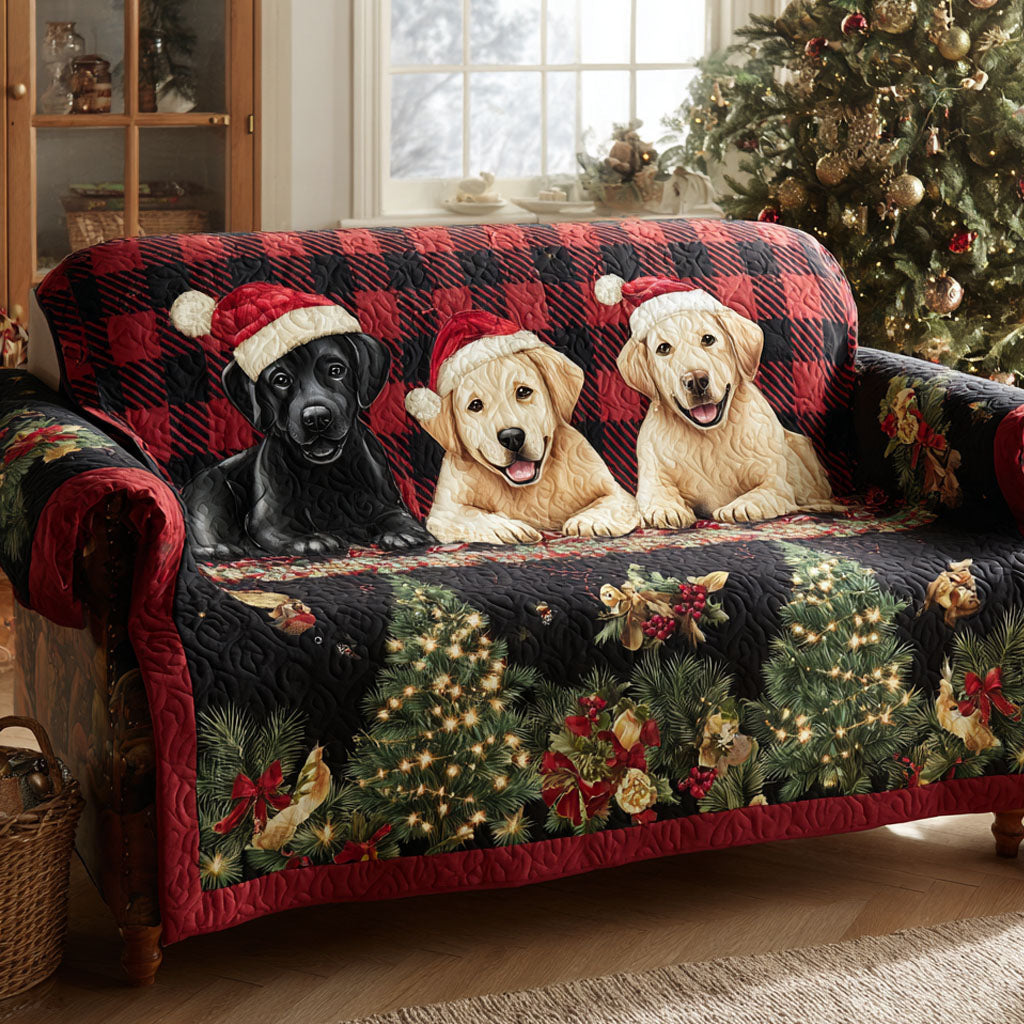 Festive Friends Quilted Sofa Cover Holiday Living Decorations Gift Ideas For Bulldog Lovers