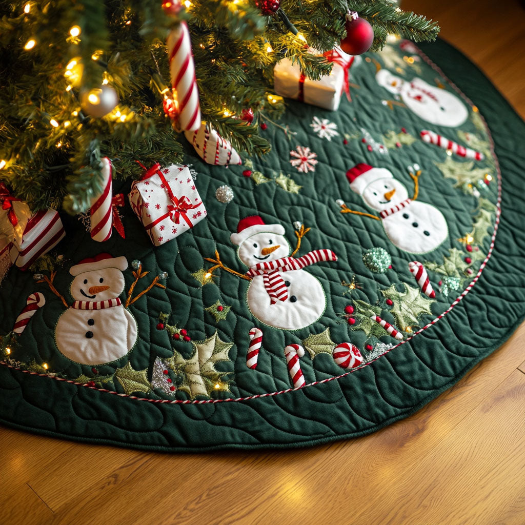 Festive Frolic Quilted Christmas Tree Skirt Winter Holiday Decor Holiday Living Room Decor