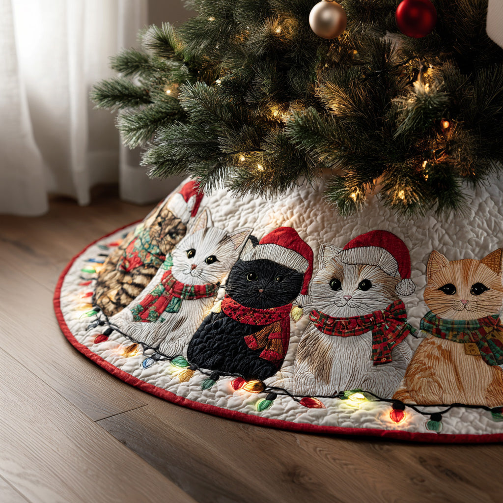 Festive Fur Friends Christmas Quilted Tree Skirt Charming Tree Skirt for Family Gatherings Exclusive Christmas Tree Skirt Merch Collection Christmas Tree Skirt Gift That Brings Joy