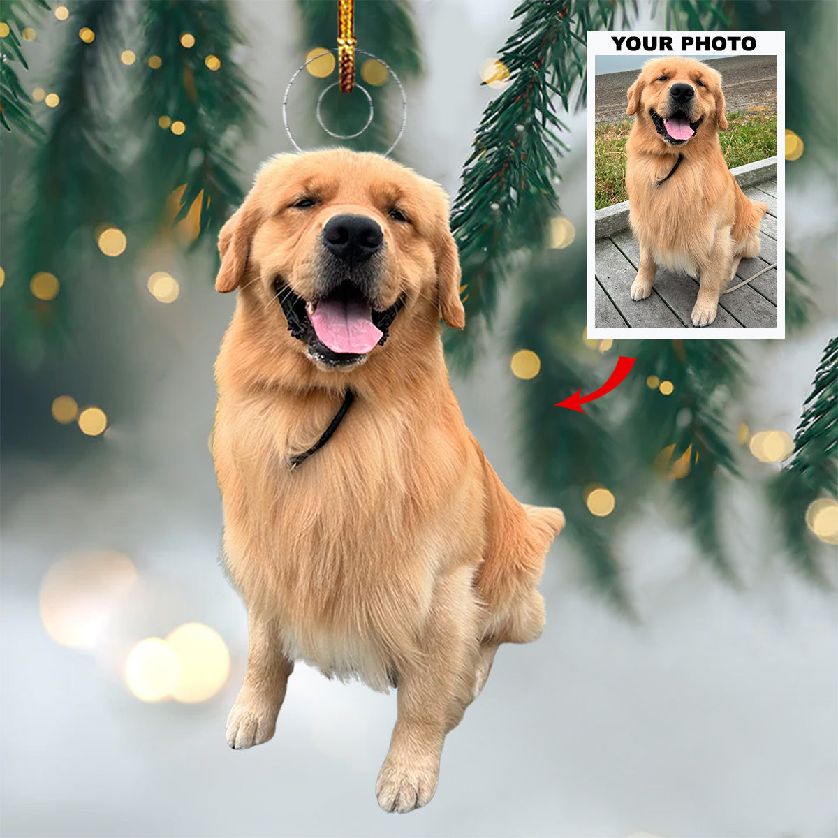 Festive Furball Personalized Photo Mica Ornament Christmas Gift For Dog Lovers Dog Own