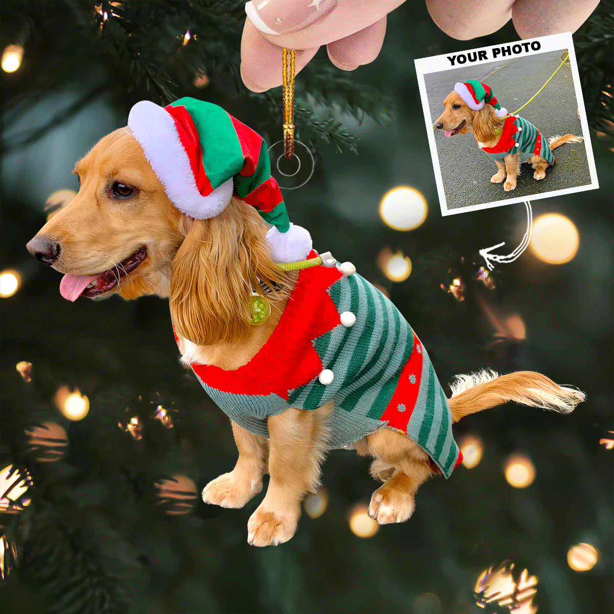 Festive Furball Personalized Photo Mica Ornament Gift For Pet Lovers Pet Owners Family