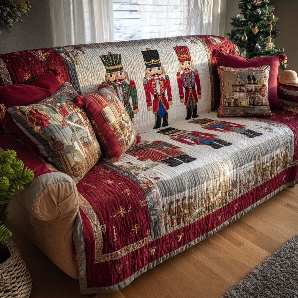 Festive Gathering Quilted Sofa Cover Christmas Family Room Decor Best Christmas Gifts For Mom