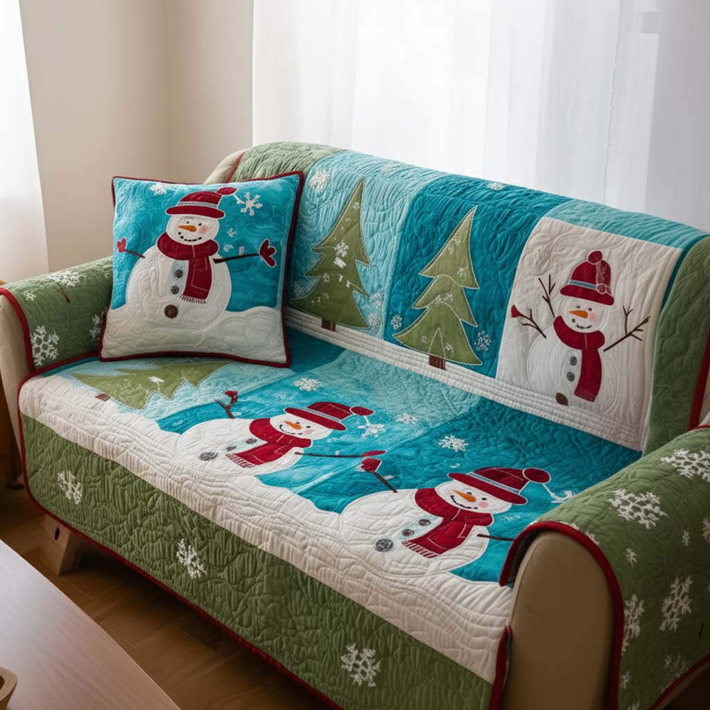Festive Gathering Quilted Sofa Cover Holiday Living Room Decor Gift Ideas For Friends