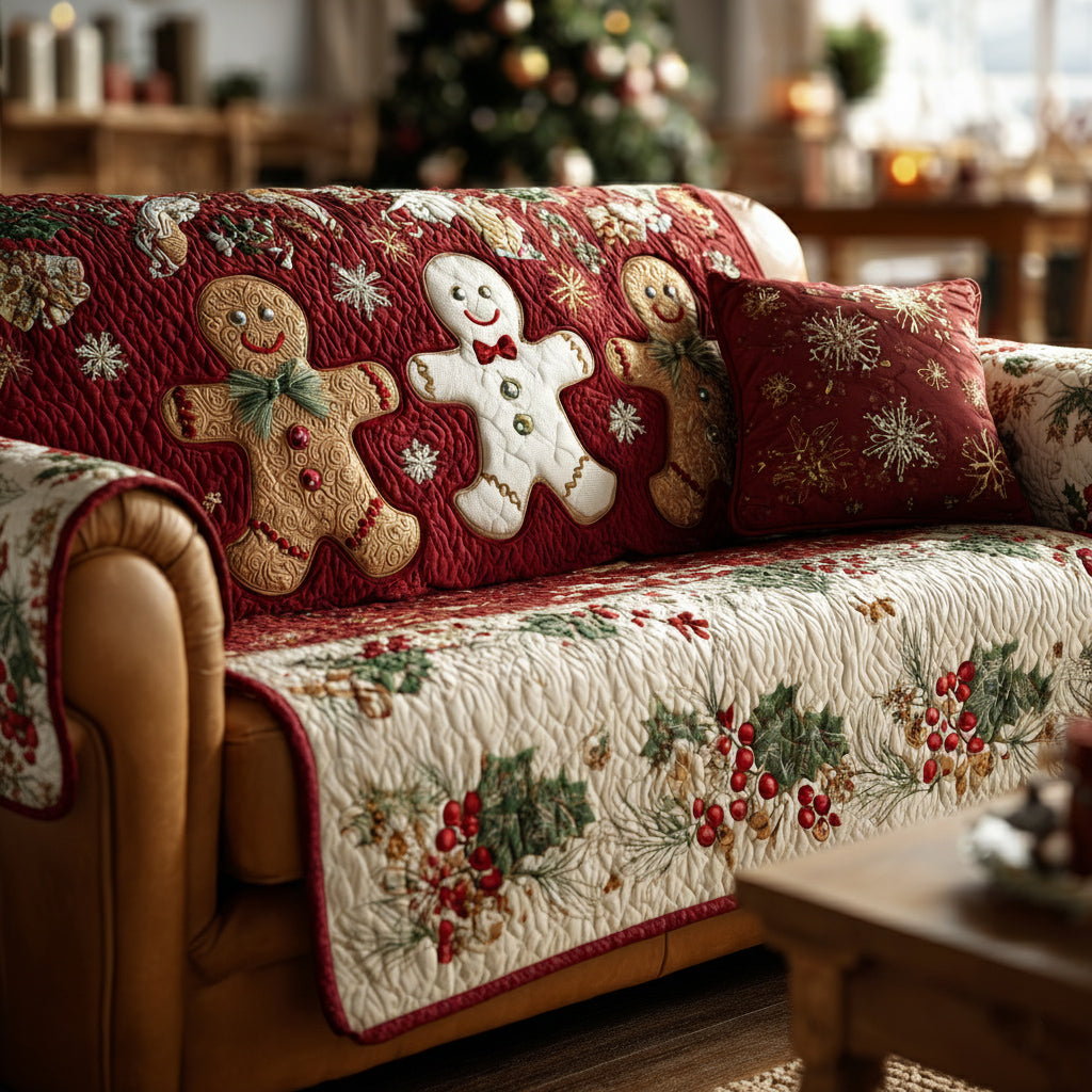 Festive Gingerbread Man Quilted Sofa Cover Holiday Living Decorations Christmas Ideas For Her