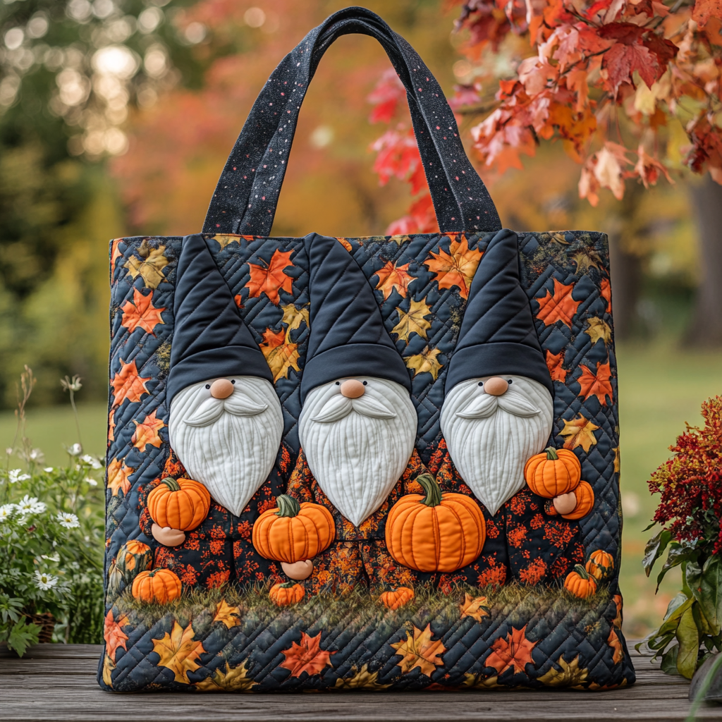 Festive Gnome Quilted Tote Bag Fall Autumn Gifts For Him