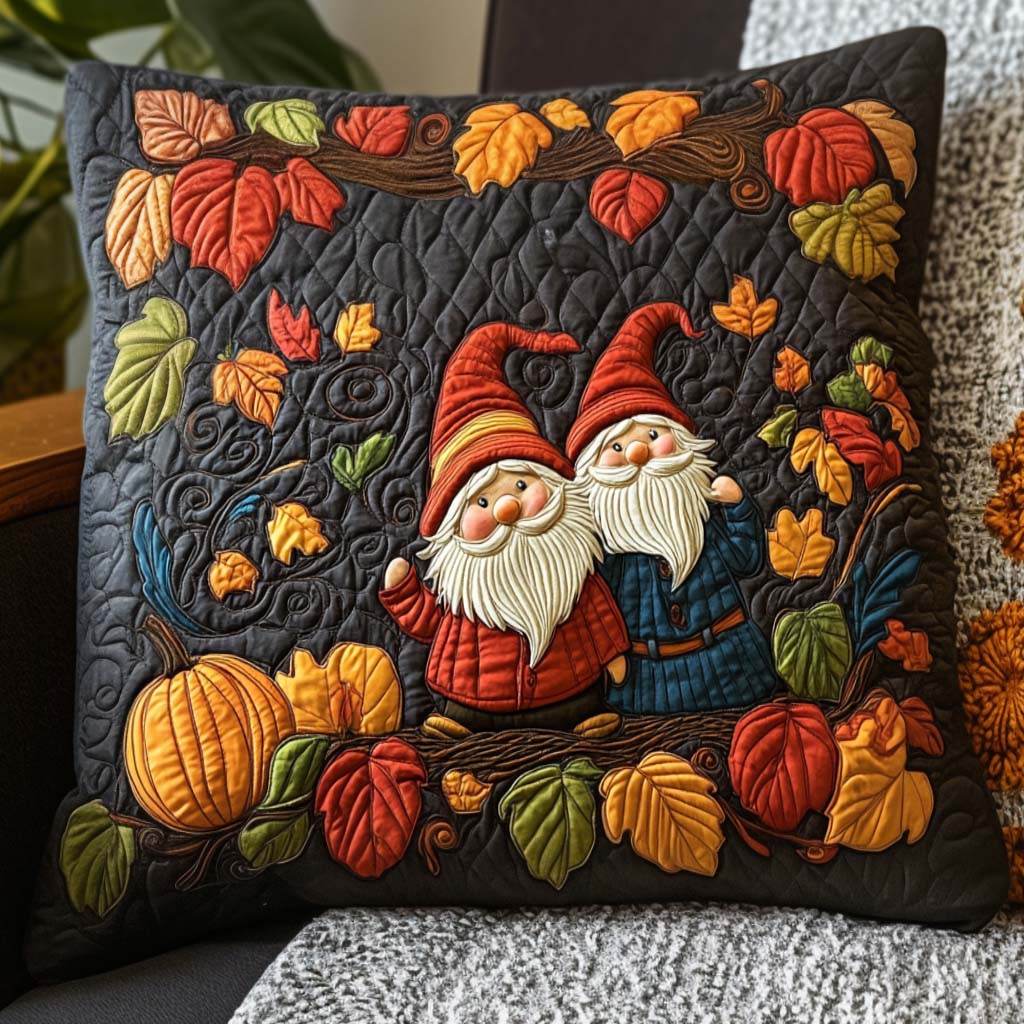 Festive Gnomes Quilted Pillow Case Autumn Throw Pillow Covers Good Family Gifts