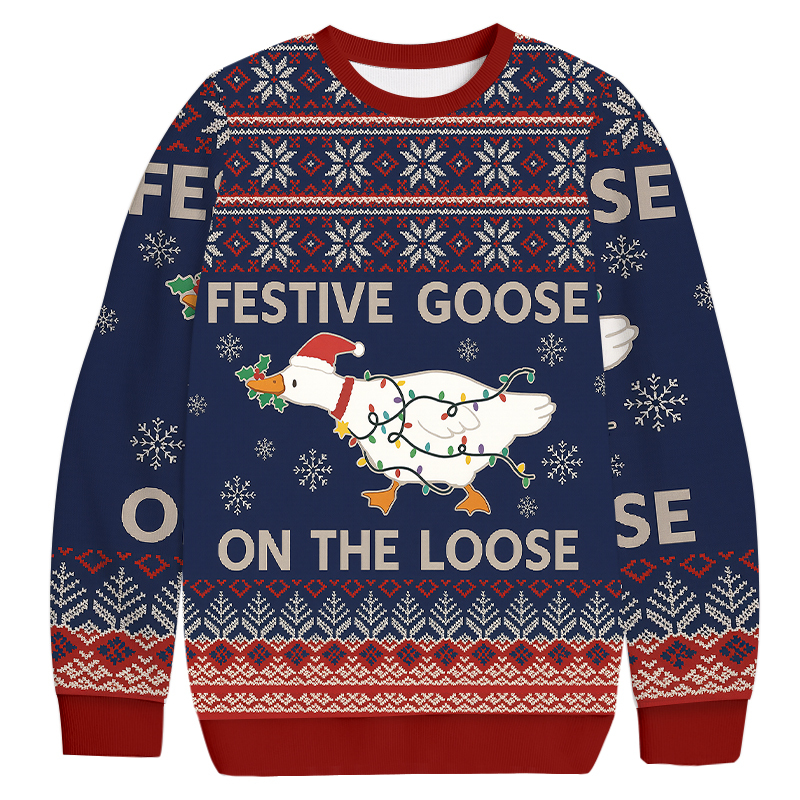 Festive Goose On The Loose Christmas Ugly Sweatshirt Funny Christmas Holiday Sweater Gift Ideas Festive Goose On The Loose Christmas Ugly Sweatshirt Funny Christmas Holiday Sweater Gift Ideas