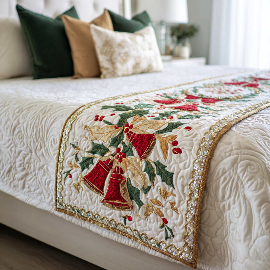 Festive Harmony Quilted Bed Runner Christmas Bedroom Ideas Xmas Gifts