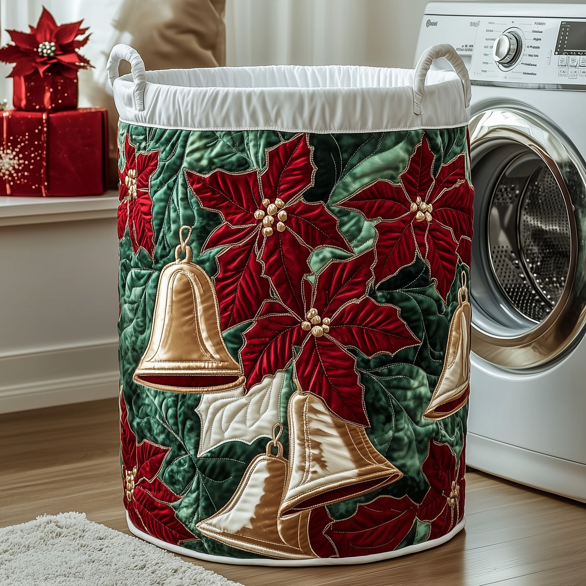 Festive Harmony Quilted Laundry Basket Merch For Friends