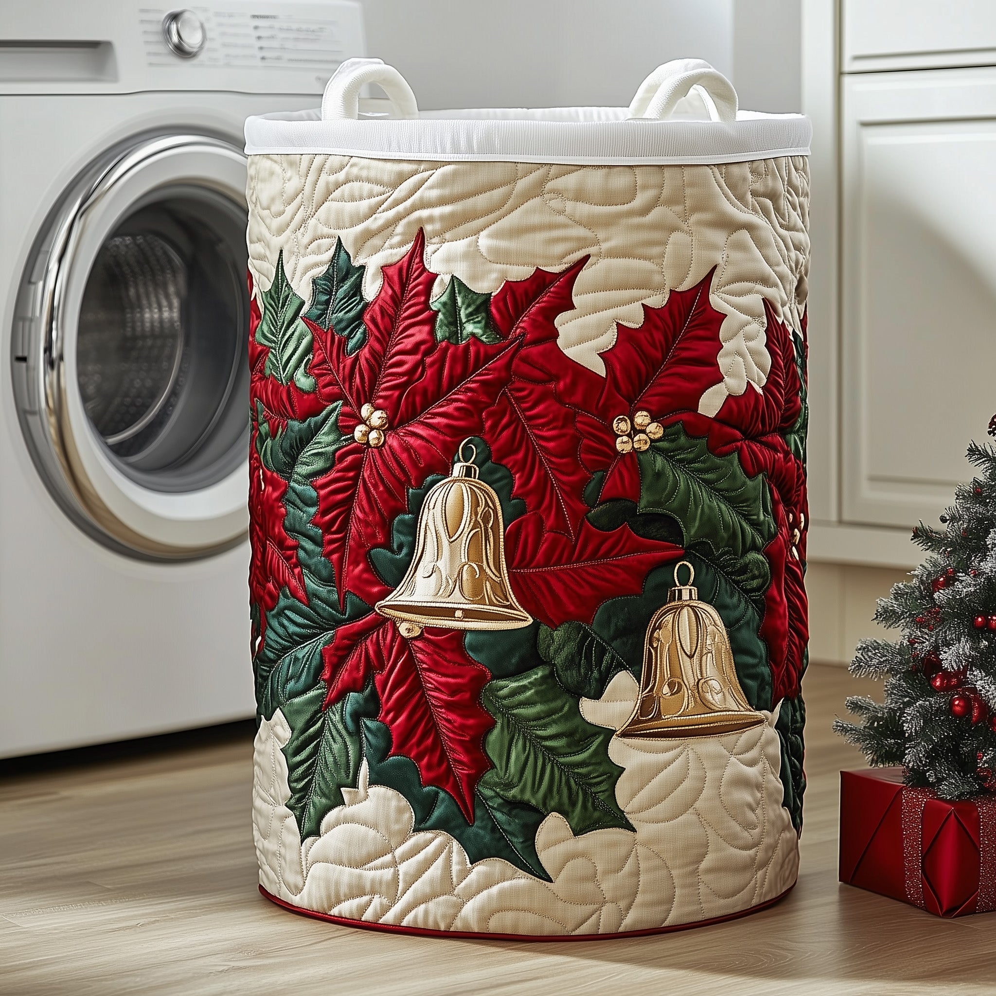 Festive Harmony Quilted Laundry Basket Thanksgiving Merch Gift