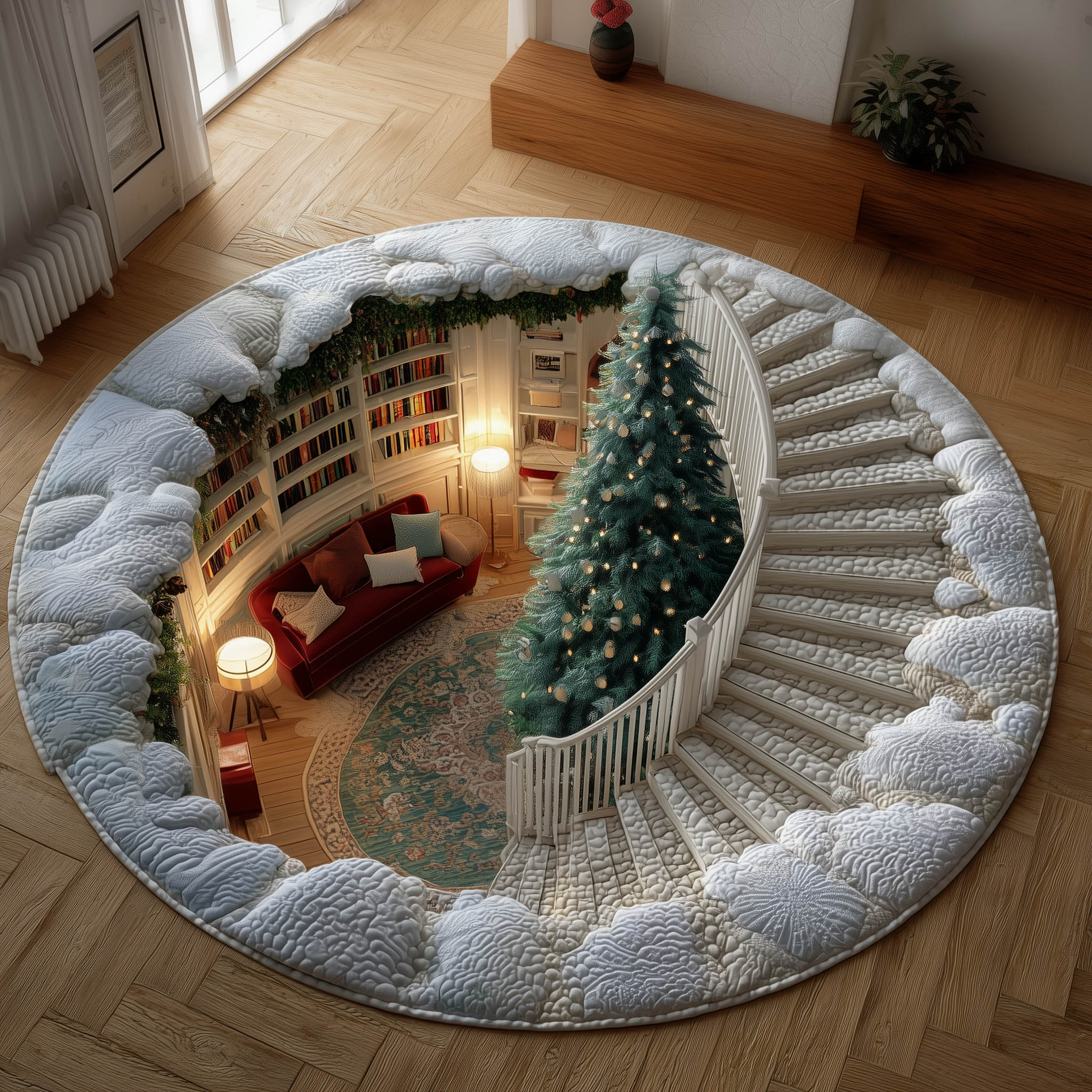 Festive Home Quilted Round Mat Soft Cotton Quilted Round Mat for Daily Comfort