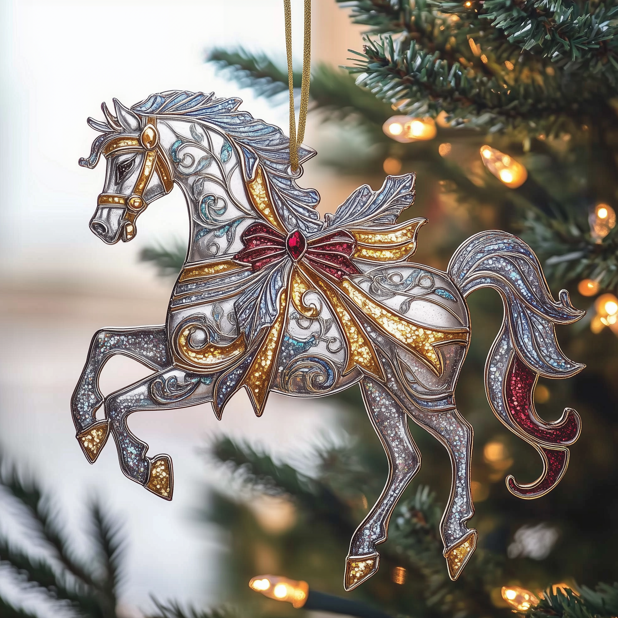 Festive Horse Acrylic Ornament Christmas Ornament for Friends