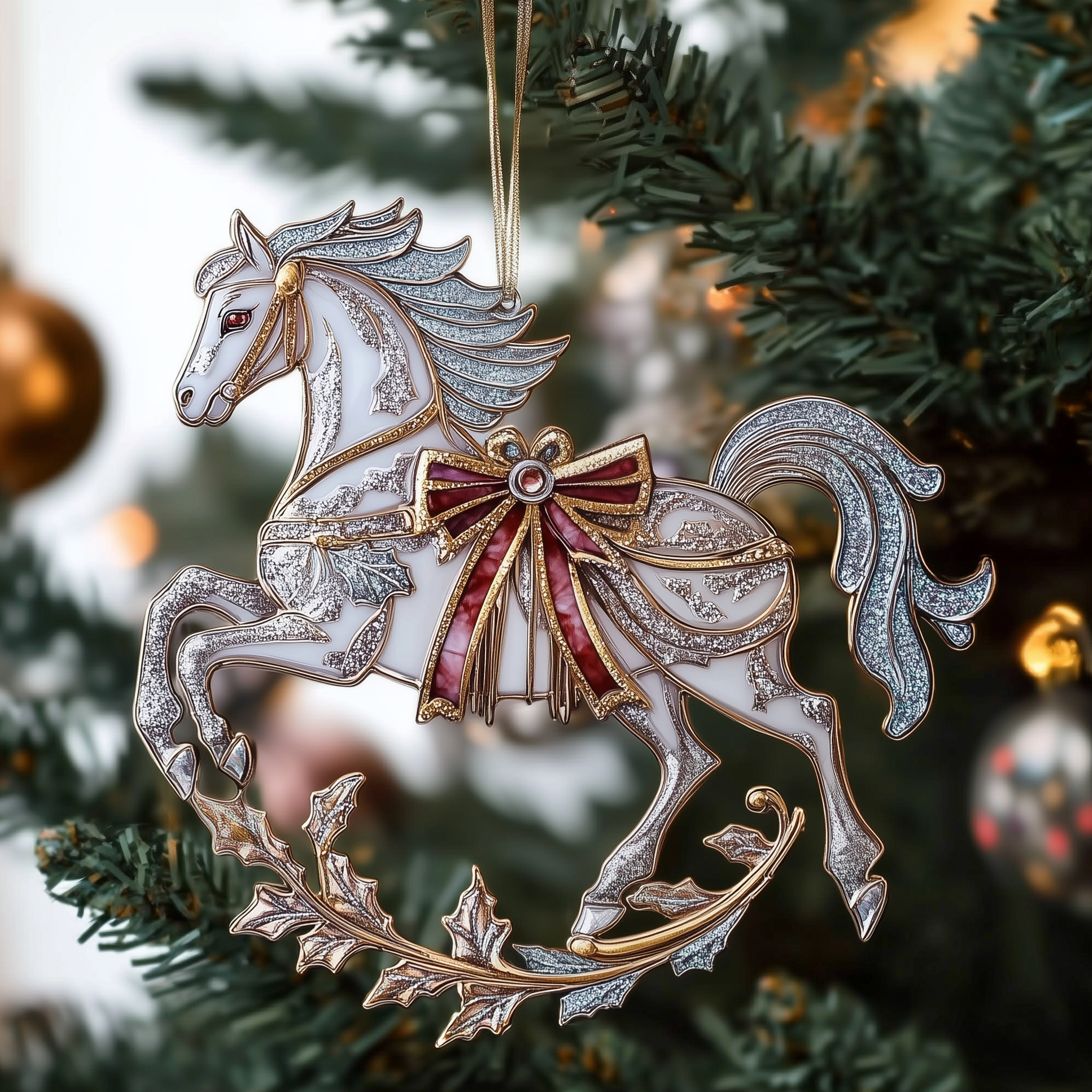Festive Horse Acrylic Ornament Christmas Ornament for Her