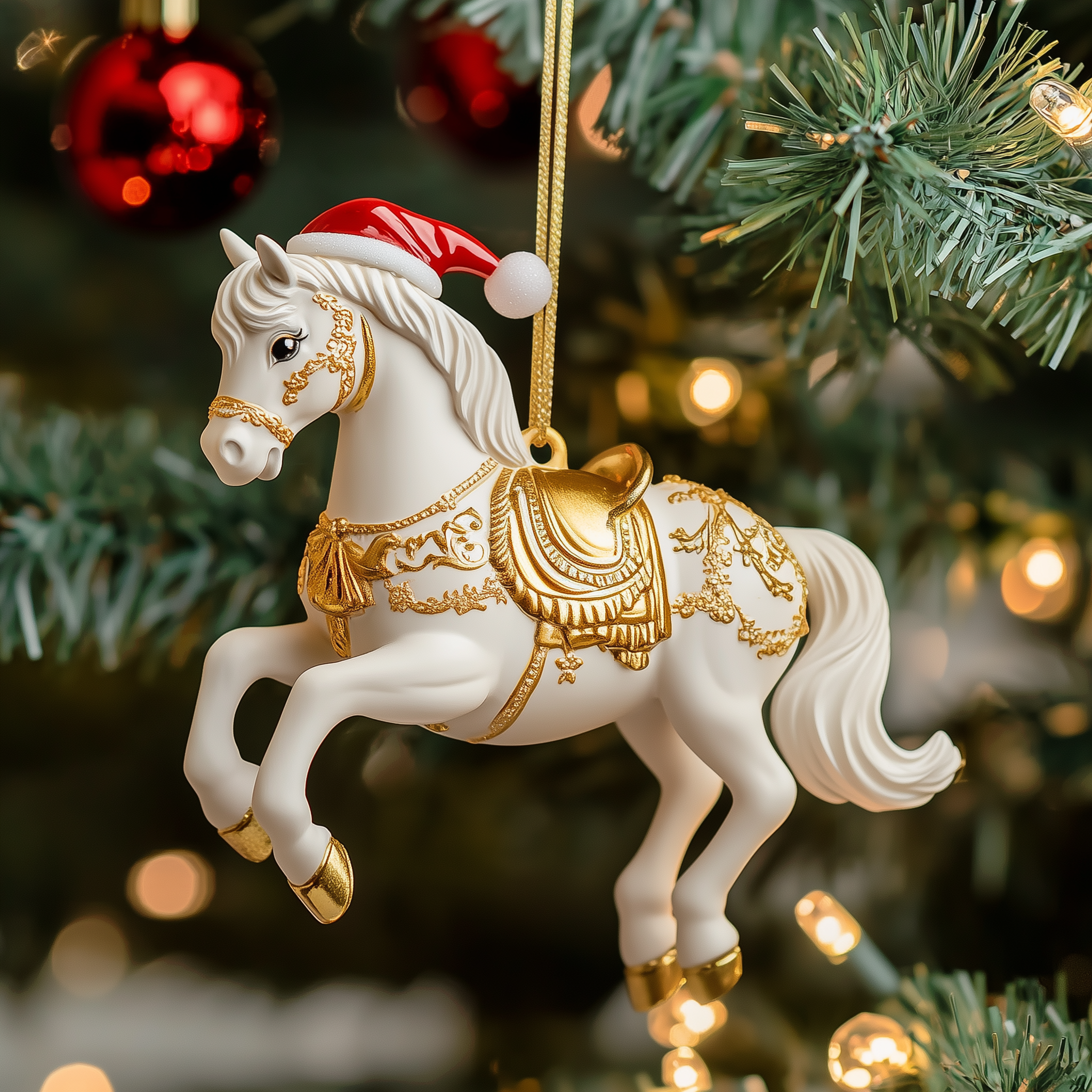 Festive Horse Acrylic Ornament Family Christmas Ornament