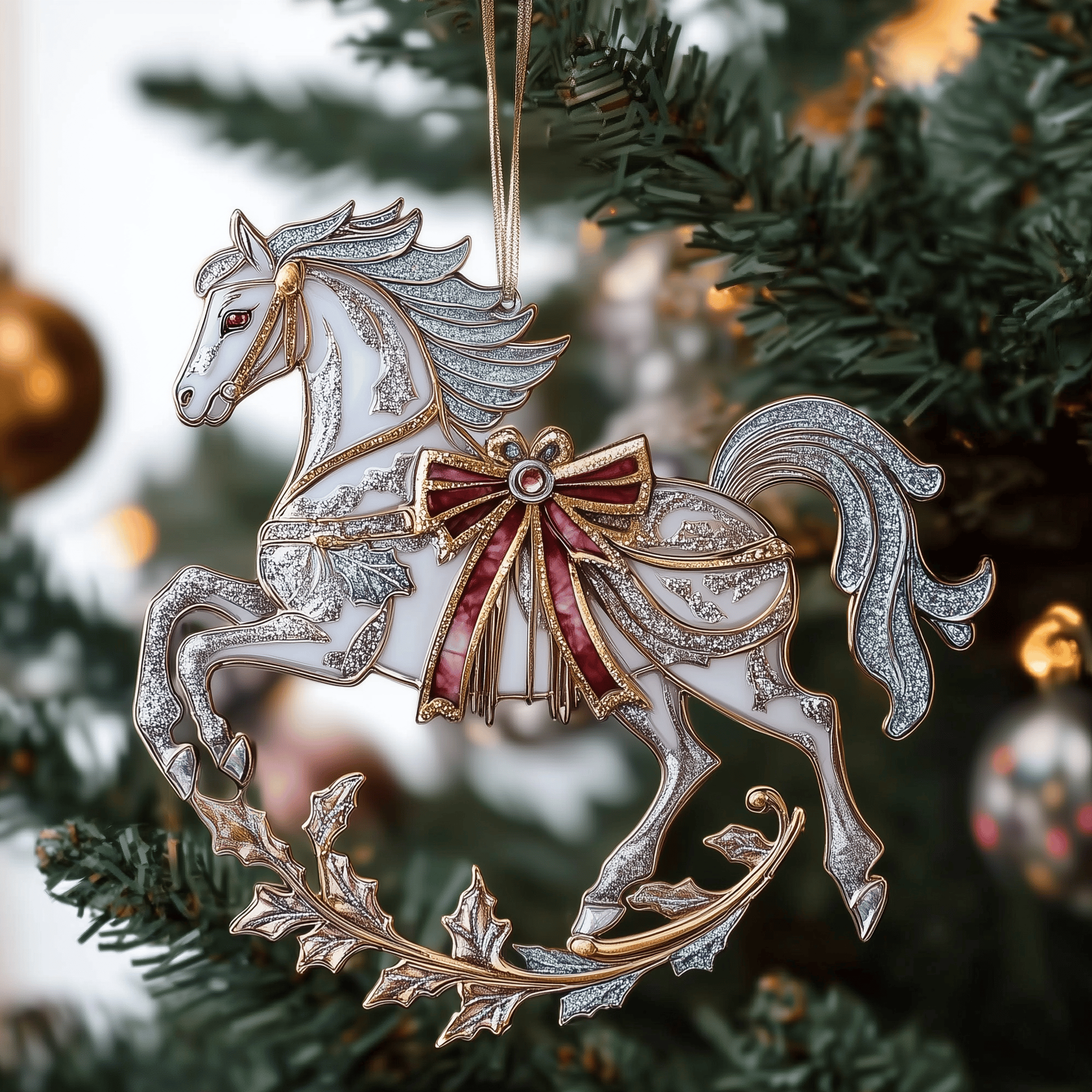 Festive Horse Mica Ornament Celebrate Friendships with Special Ornament Gifts