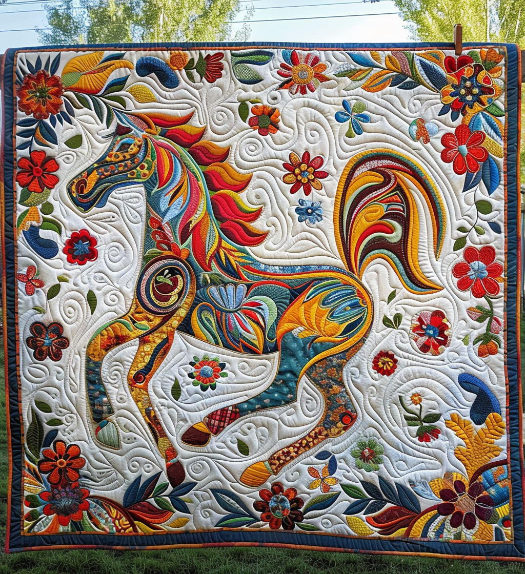 Festive Horse Quilted Blanket Gifts For Horse Trainers