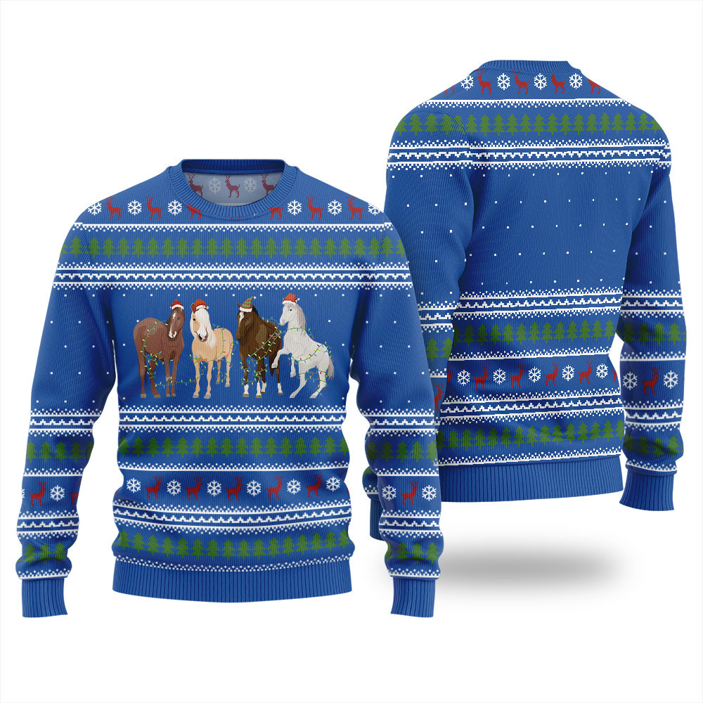 Festive Horses Christmas Sweater Classic Holiday Sweater for Festive Looks